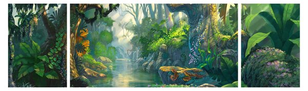 Obraz - Ilustrace tropického lesu (170x50 cm)