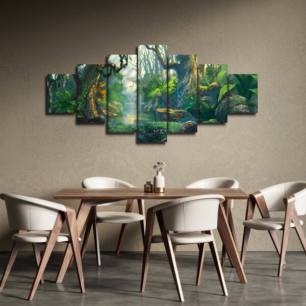 Obraz - Ilustrace tropického lesu (210x100 cm)