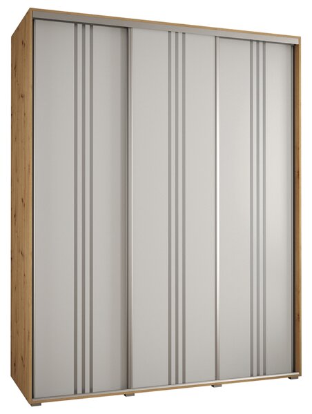 Šatní skříň s posuvnými dveřmi DAVOS 6, 190cm | DUB Artisan / bílá / stříbrné