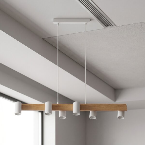 Brilagi - Lustr na lanku SELE 6xGU10/30W/230V bílá/dekor dubu