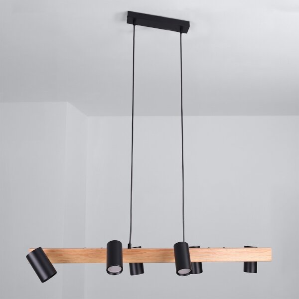Brilagi - Lustr na lanku SELE 6xGU10/30W/230V černá/dekor dubu