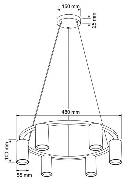 Brilagi - Lustr na lanku SELE 6xGU10/30W/230V černá