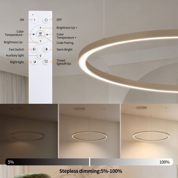 Brilagi - LED Stmív. lustr na lanku PORTOFINO LED/60W/230V pr. 80 cm béžová + DO