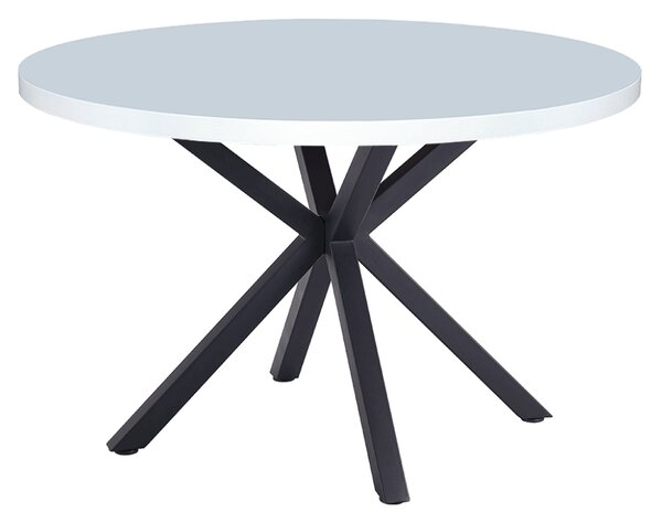 KONDELA Jídelní stůl, bílá matná/černá, průměr 120 cm, MEDOR