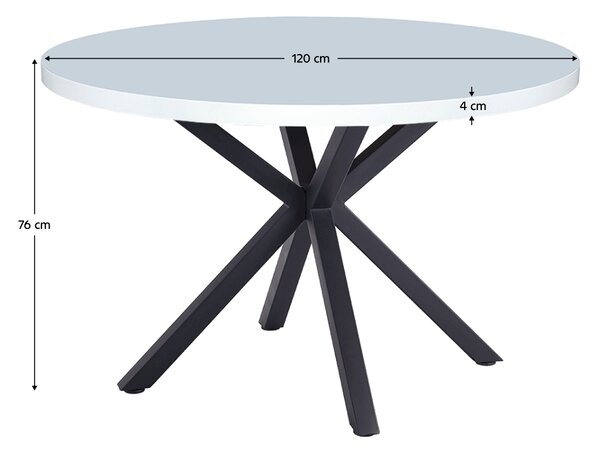 KONDELA Jídelní stůl, bílá matná/černá, průměr 120 cm, MEDOR