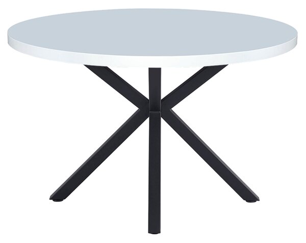 KONDELA Jídelní stůl, bílá matná/černá, průměr 120 cm, MEDOR