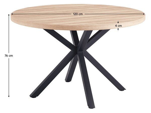 KONDELA Jedálenský stůl, dub sonoma / čierna, průměr 120 cm, MEDOR