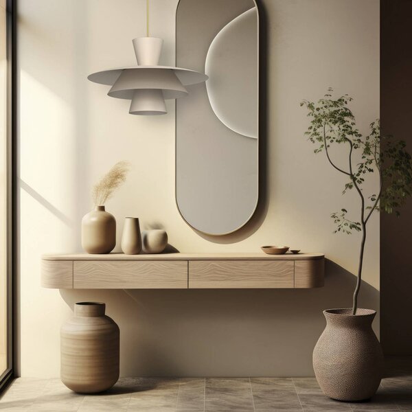 Luminex Závěsné světlo Plato, béžové, kov, Ø 38 cm, E27, stmívatelný, Krémová / jantar, Obývací pokoj / jídelna, kov, Moderní