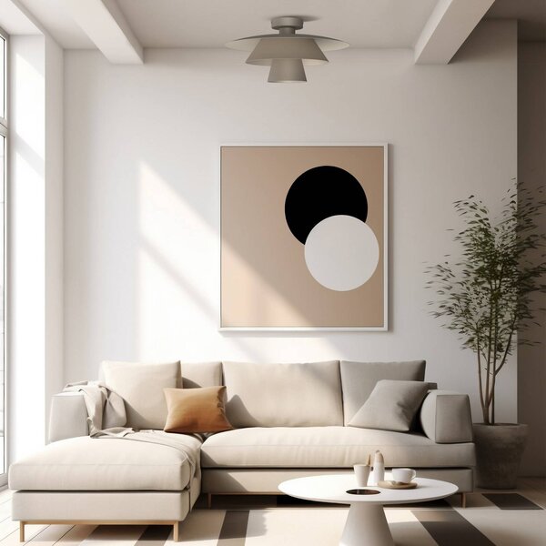 Luminex Stropní světlo Plato, béžové, kov, Ø 38 cm, E27, stmívatelný, Krémová / jantar, Obývací pokoj / jídelna, kov, Moderní