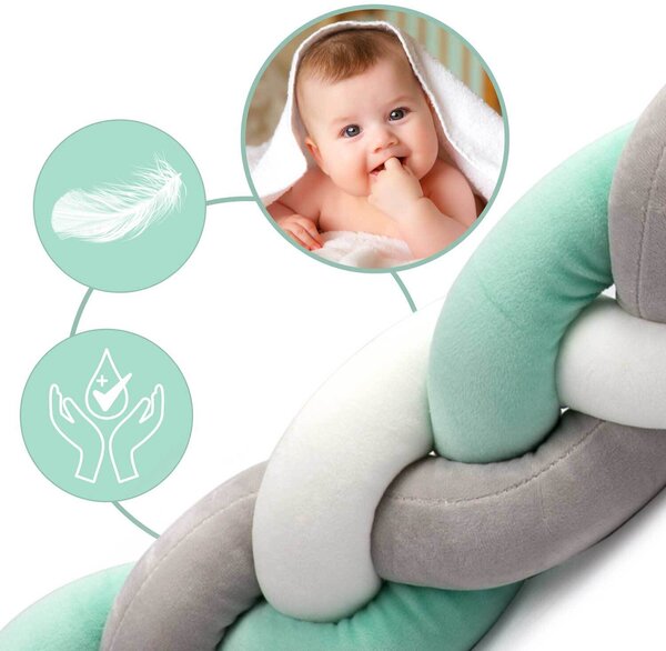 Ricokids 722002 Mantinel do postýlky 2 m, mátově šedý