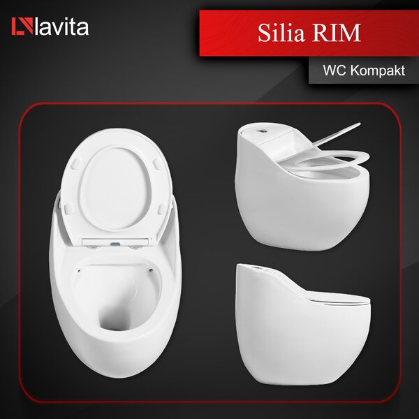 Kompaktní toaleta WC Lavita SILIA RIM bezokrajová s tlumeným dovíráním sedátka