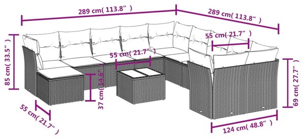 12dílná zahradní sedací souprava s poduškami béžová polyratan 3250458