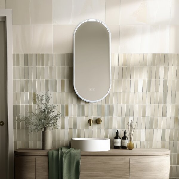 Nimco bílé zrcadlo do koupelny 40 x 80, osvětlení, stmívač ZPB 32002LVX-05