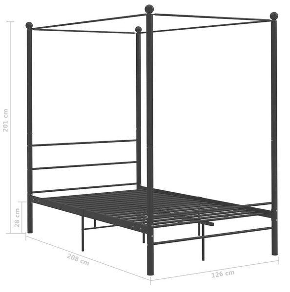 Rám postele s nebesy černý kovový 120 x 200 cm 325057