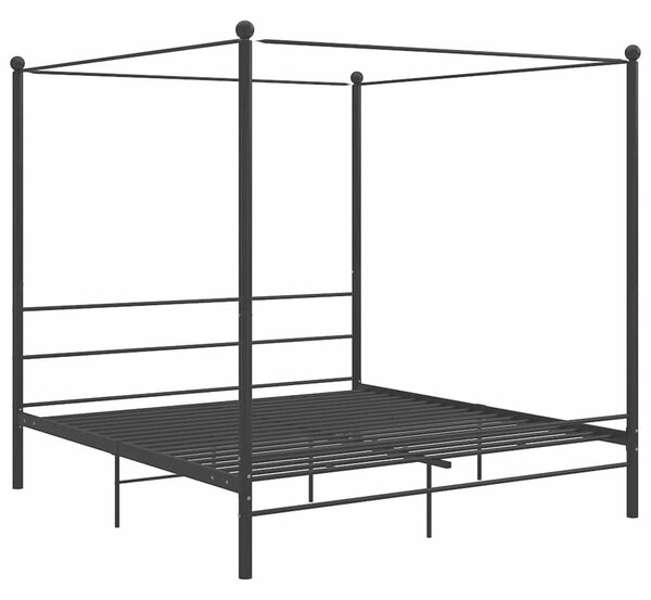 Rám postele s nebesy černý kovový 180 x 200 cm 325066