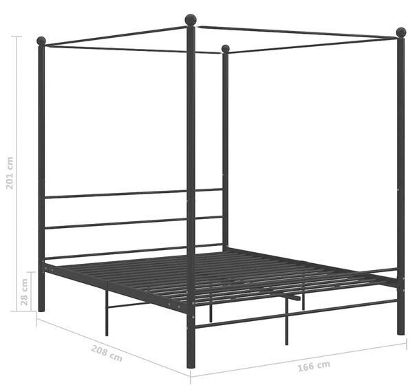 Rám postele s nebesy černý kovový 160 x 200 cm 325063