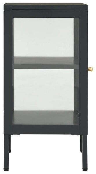 Příborník z oceli a skla 38 x 70 x 35 cm antracitový