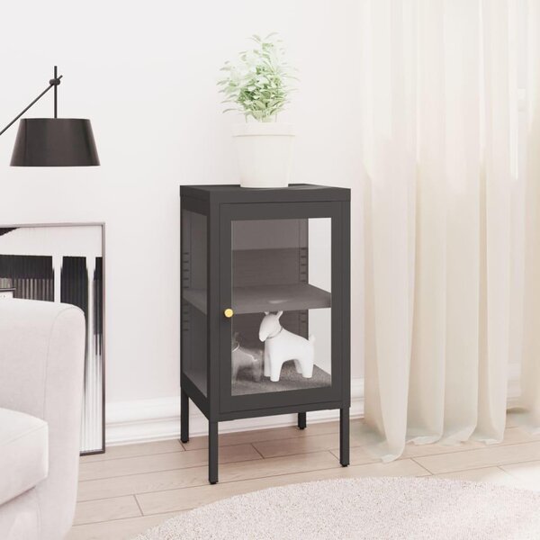 Příborník z oceli a skla 38 x 70 x 35 cm antracitový