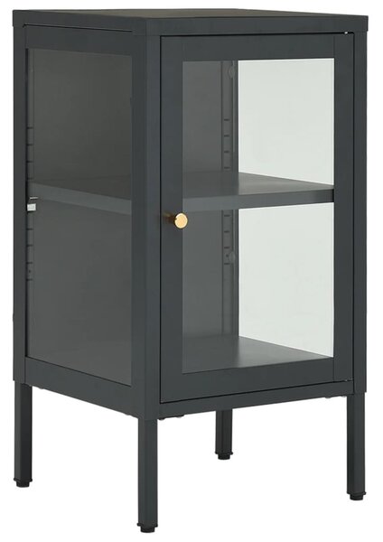 Příborník z oceli a skla 38 x 70 x 35 cm antracitový