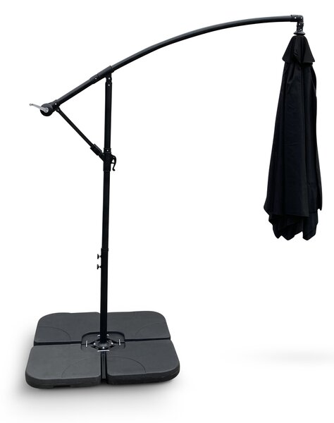Set slunečník Hook pr. 3m černý + sada závaží