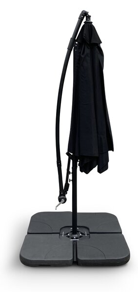 Set slunečník Hook pr. 3m černý + sada závaží
