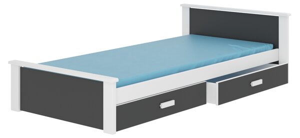 Jednolůžková postel se šuplíky 80x180 FASNA - bílé / antracit