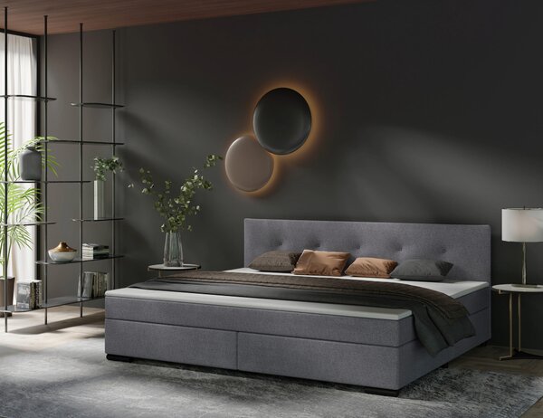 POSTEL BOXSPRING, 240/200 cm, světle šedá P & B - Manželské postele, Online Only