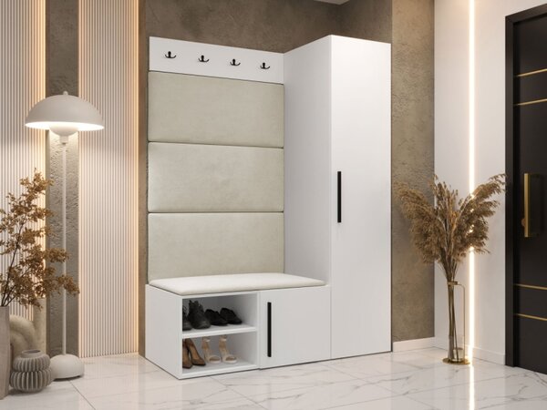 Předsíňová sestava Hekurt II, Barva: dub artisan, Barva látek:: ekokůže Soft 017 (bíla) 5903211432378