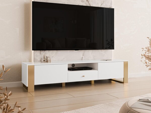 Moderní TV skříňka Nalker 2K1SZ, Barva: bílá 5903211436338