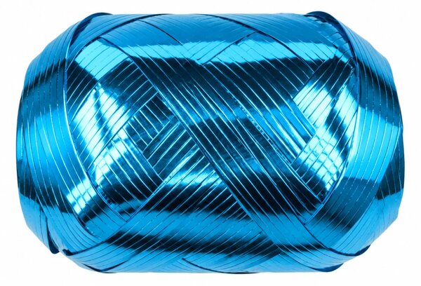 Vánoční vázací stuha LIGHT METALIC lesklá tyrkysově modrá (velké Mega klubko) 10 mm x 20 m
