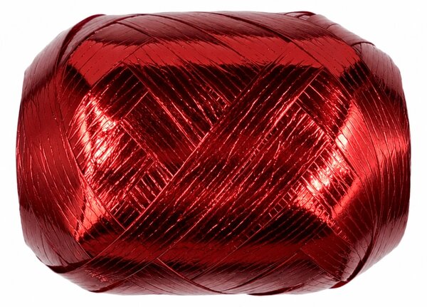Vánoční vázací stuha LIGHT METALIC metalická červená (velké Mega klubko) 10 mm x 20 m