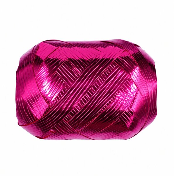 Vánoční vázací stuha LIGHT METALIC lesklá růžová (velké Mega klubko) 10 mm x 20 m