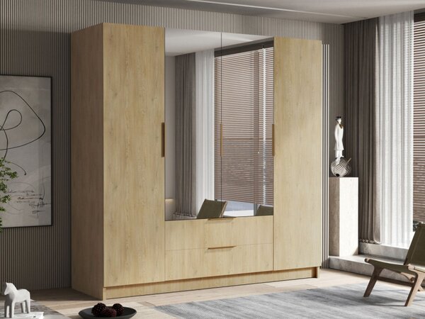 Šatní skříň Betaso II 200, Barva: dub cremona / dub cremona + černá 5903211451522