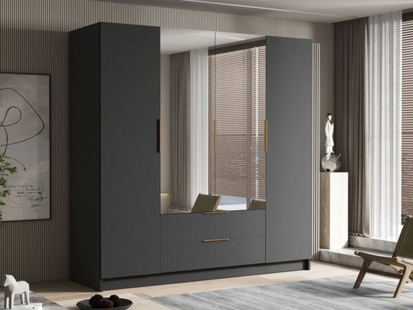 Šatní skříň Betaso II 200, Barva: dub cremona / dub cremona + černá 5903211451522