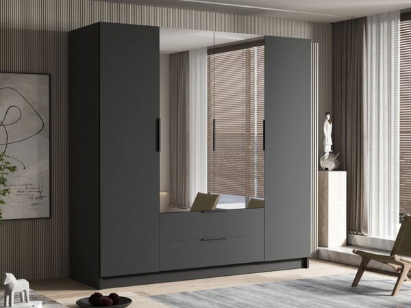 Šatní skříň Betaso II 200, Barva: dub cremona / dub cremona + černá 5903211451522