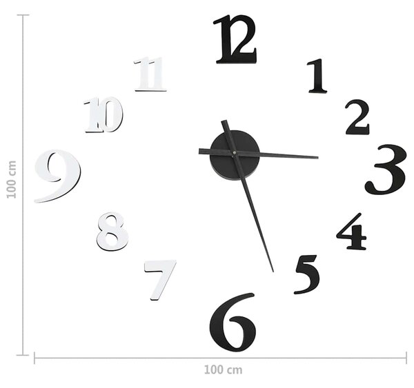 3D Nástěnné hodiny moderní design černobílé 100 cm XXL 325150