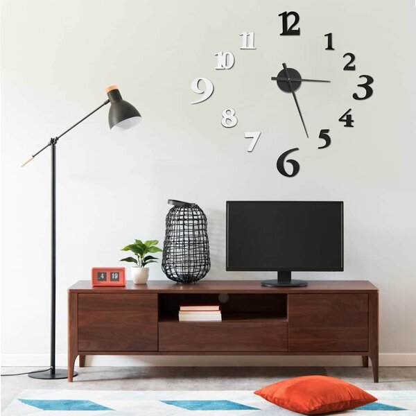 3D Nástěnné hodiny moderní design černobílé 100 cm XXL 325150