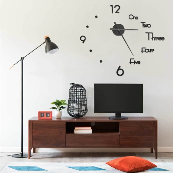3D Nástěnné hodiny s moderním designem černé 100 cm XXL 325153