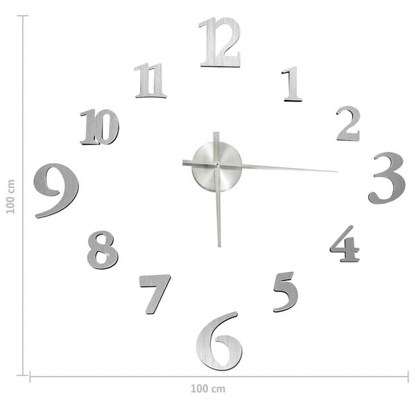 3D nástěnné hodiny moderní design stříbrné 100 cm XXL 325152