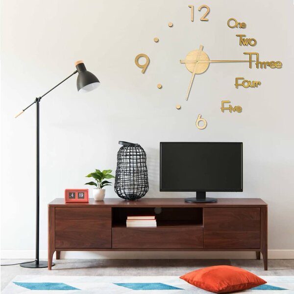 3D nástěnné hodiny moderní design zlaté 100 cm XXL 325154