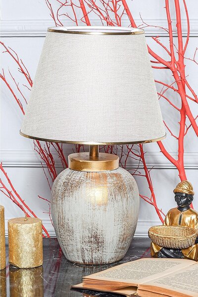 Opviq Stolní lampa Casypo krémová/zlatá