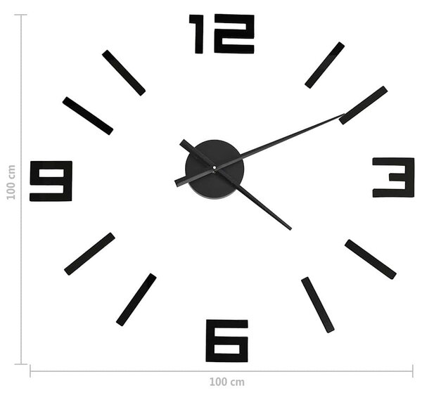 3D Nástěnné hodiny moderní design černé 100 cm XXL 325156