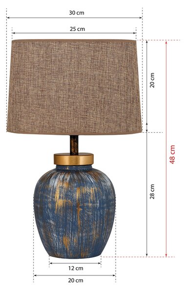 Opviq Stolní lampa Casandra modrá/hnědá