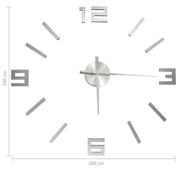 3D nástěnné hodiny moderní design stříbrné 100 cm XXL 325158