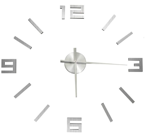 3D nástěnné hodiny moderní design stříbrné 100 cm XXL 325158
