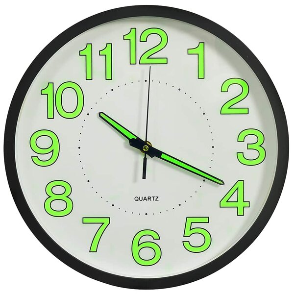 Svítící nástěnné hodiny černé 30 cm 325166