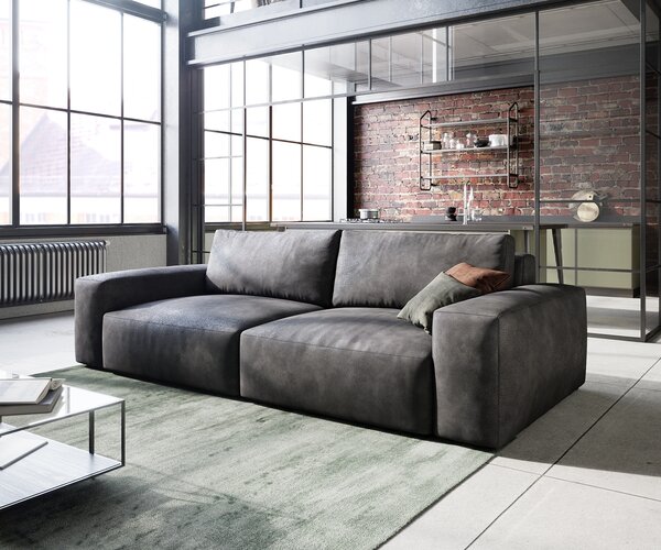 DELIFE Pohovka XL Lanzo 230x95 cm koženka vintage antracitová