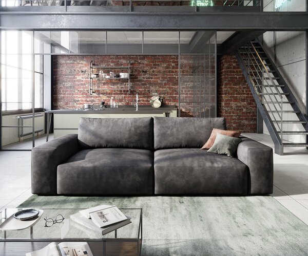 DELIFE Pohovka XL Lanzo 230x95 cm koženka vintage antracitová