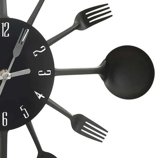 Nástěnné hodiny s vidličkami a lžícemi černé 40 cm hliník 325163