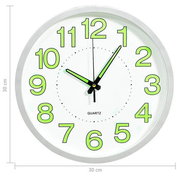 Svítící nástěnné hodiny bílé 30 cm 325167